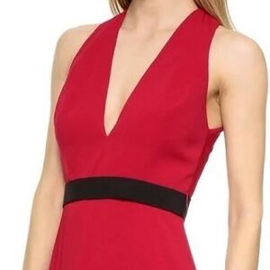 Jill Stuart Red Full Length Dress with Black Detail